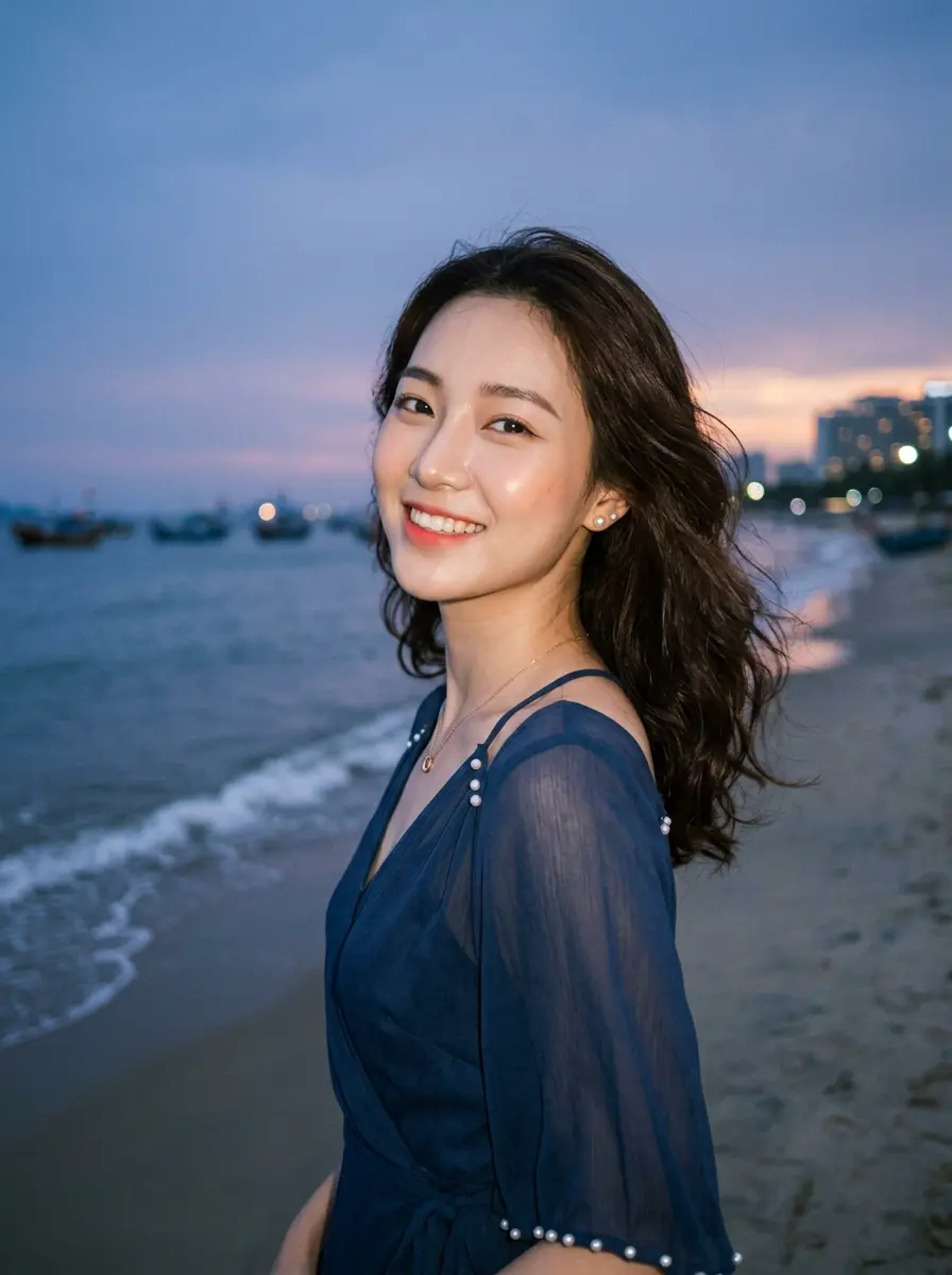 다낭 해변의 여인
